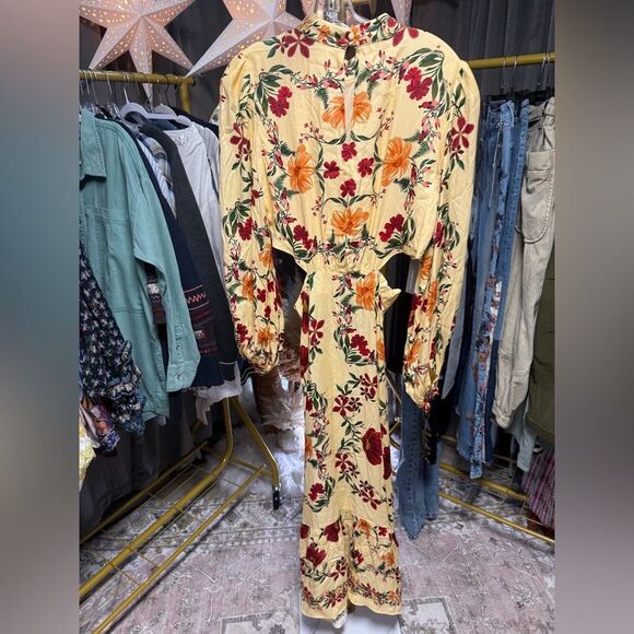 Farm Rio x Anthropologie Long Sleeve Floral Print Cutout Maxi Dress - Picture 8 of 9